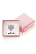 Purple Four Leaf Clover Necklace by Lily Nily