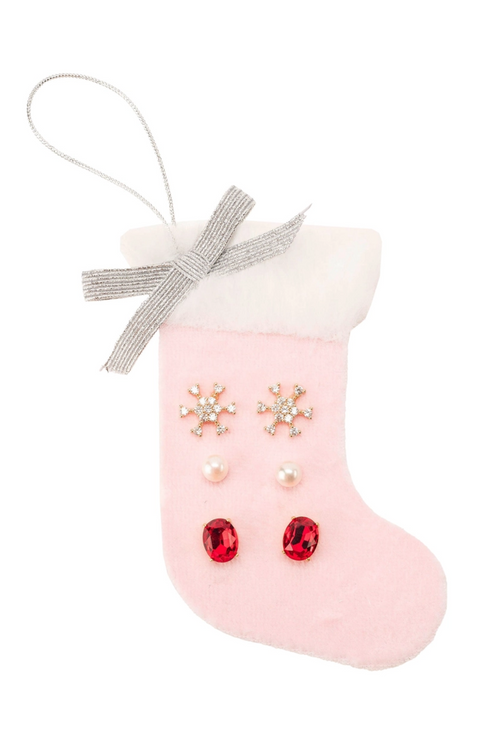 Stocking Post Ruby Earring Trio