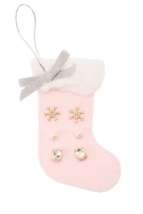 Stocking Post Crystal Earring Trio