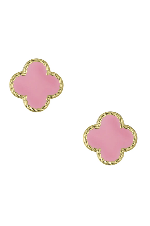 Pink Four Leaf Clover Stud Earrings by Lily Nily