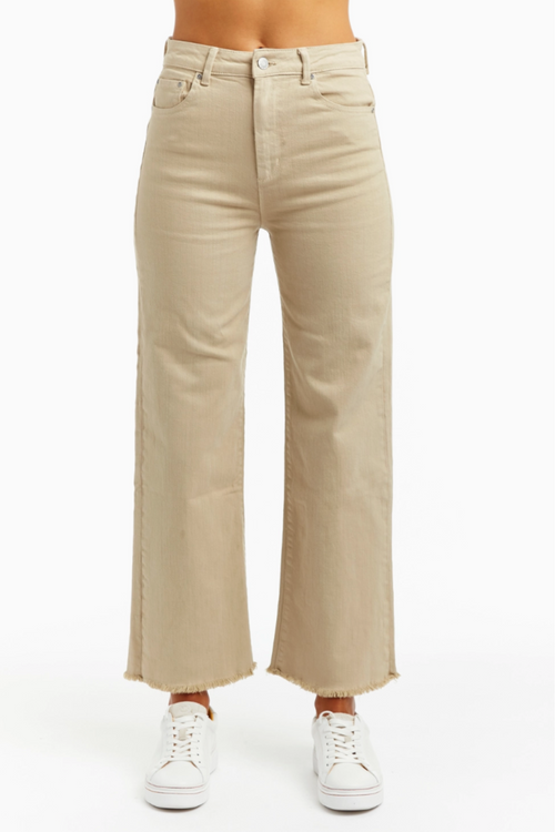 Alice High Rise Denim in Beige by Tractr