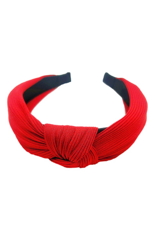 Red Knotted Ribbed Headband