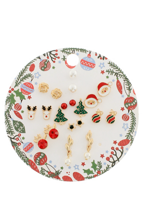 Christmas Theme 10 Piece Stud Earring Set