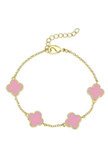 Pink Four Leaf Clover Bracelet by Lily Nily