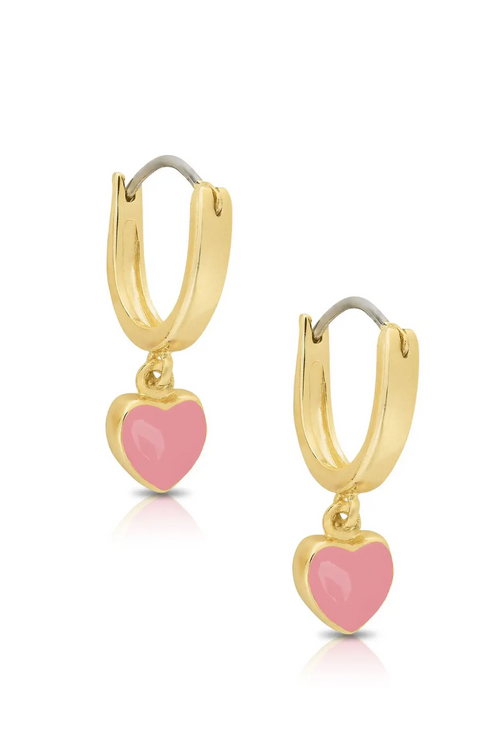 Pink Heart Drop Earrings by Lily Nily