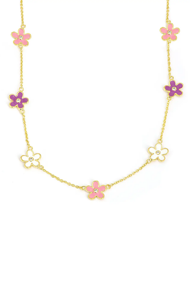 Flower CZ Station Necklace by Lily Nily