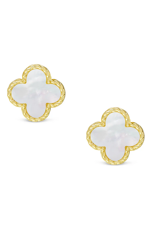 Mother of Pearl Clover Stud Earrings by Lily Nily