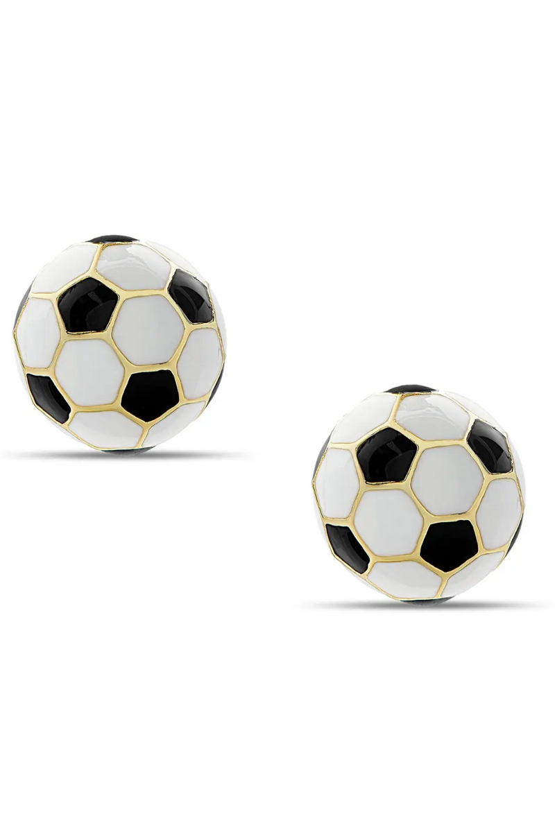 Black Soccer Ball Stud Earrings by Lily Nily