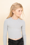 Rib Long Sleeve Crop Top by Kaveah