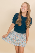 Sally Skirt in Teal Floral by PLEAT