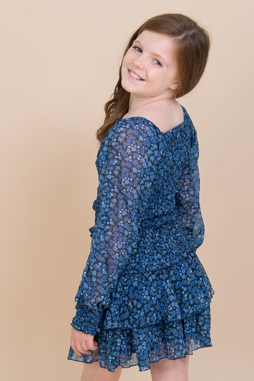 Gia Smocked Chiffon Top in Blue by Flowers by Zoe