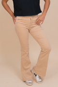 High Rise Corduroy Flare in Tan by Tractr