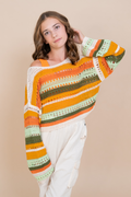 Cally Stripe Crochet Sweater