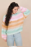 Multi Color Stripe Loose Fit Sweater - 2 colors