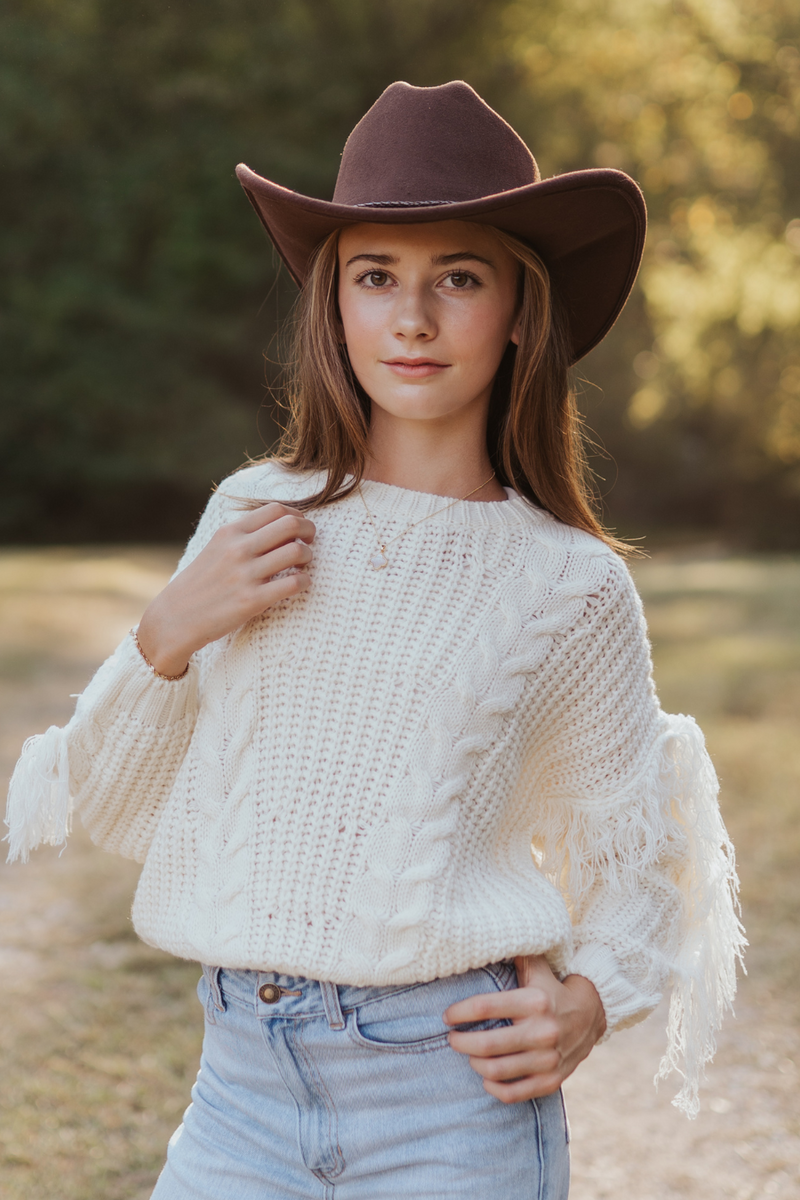 Tween Carter Fringe Sweater by Sadie & Sage