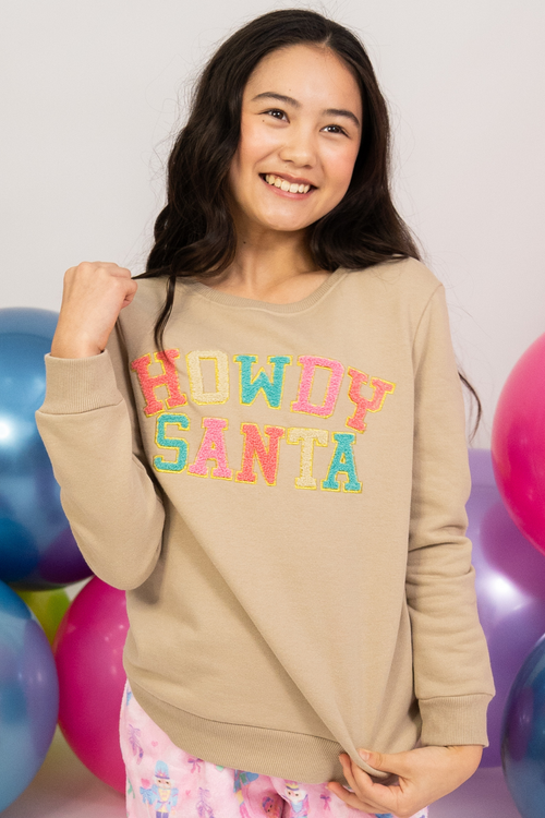 Howdy Santa Chenille Graphic Sweatshirt