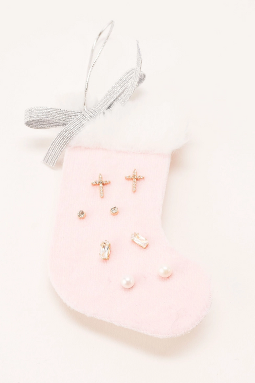 Stocking Post Cross Earring Set