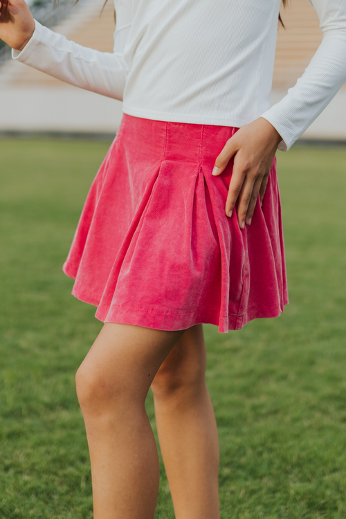 Leighton Corduroy Pleated Mini Skirt