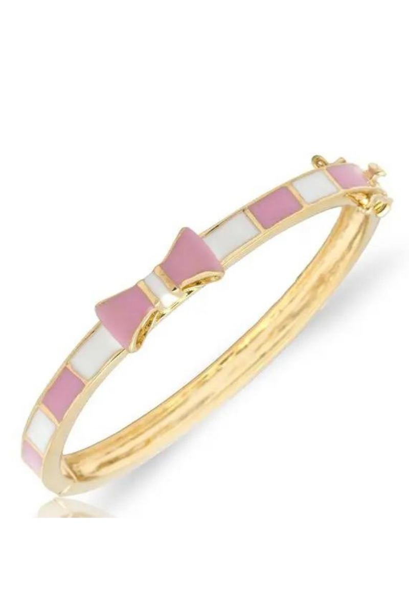 Pink And White Bow Bangle by Lily Nily