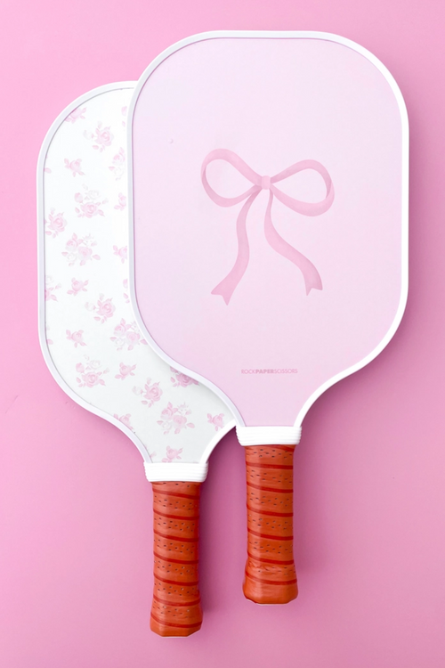 Coquette Pink Bow Floral Pickleball Paddle
