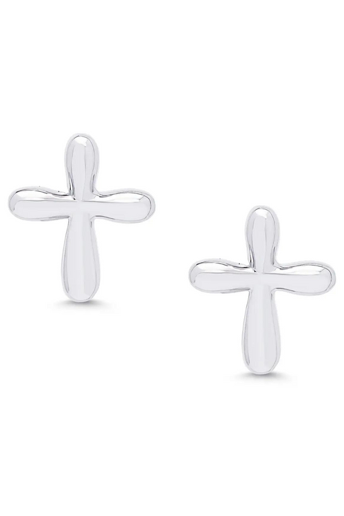 Cross Stud Earrings in Sterling Silver by Lily Nily