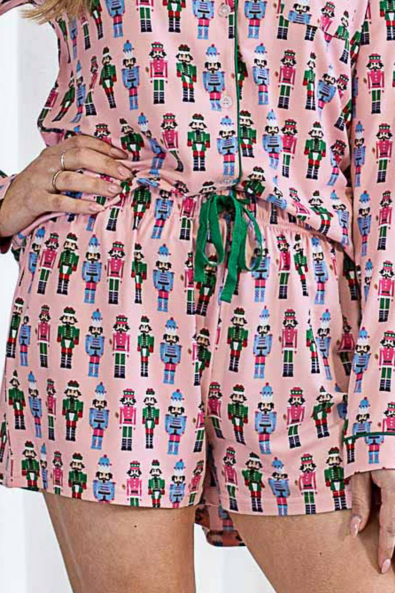 Teen Light Pink Nutcracker Pajama Shorts