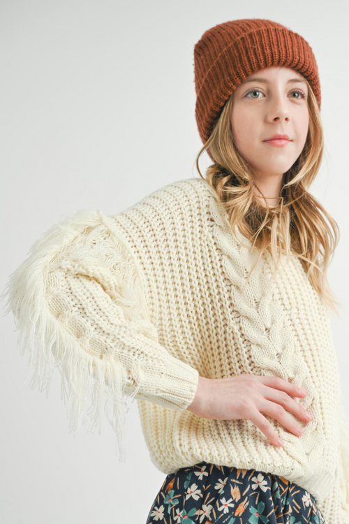 Tween Carter Fringe Sweater by Sadie & Sage