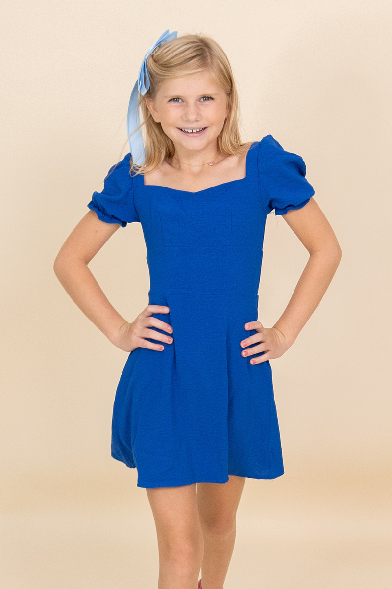 Tween Skylar Dress in Blue by Miss Behave