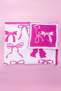 Cozy Pink Bow Luxury Throw Blanket