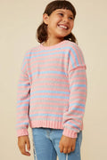Girls Ultra Soft Multicolor Stripe Pullover Sweater