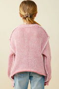 Girls V Neck Stitch Detail Sweater