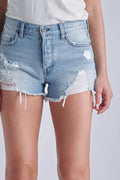 Kenzie Mid Rise Distressed Shorts by Hidden