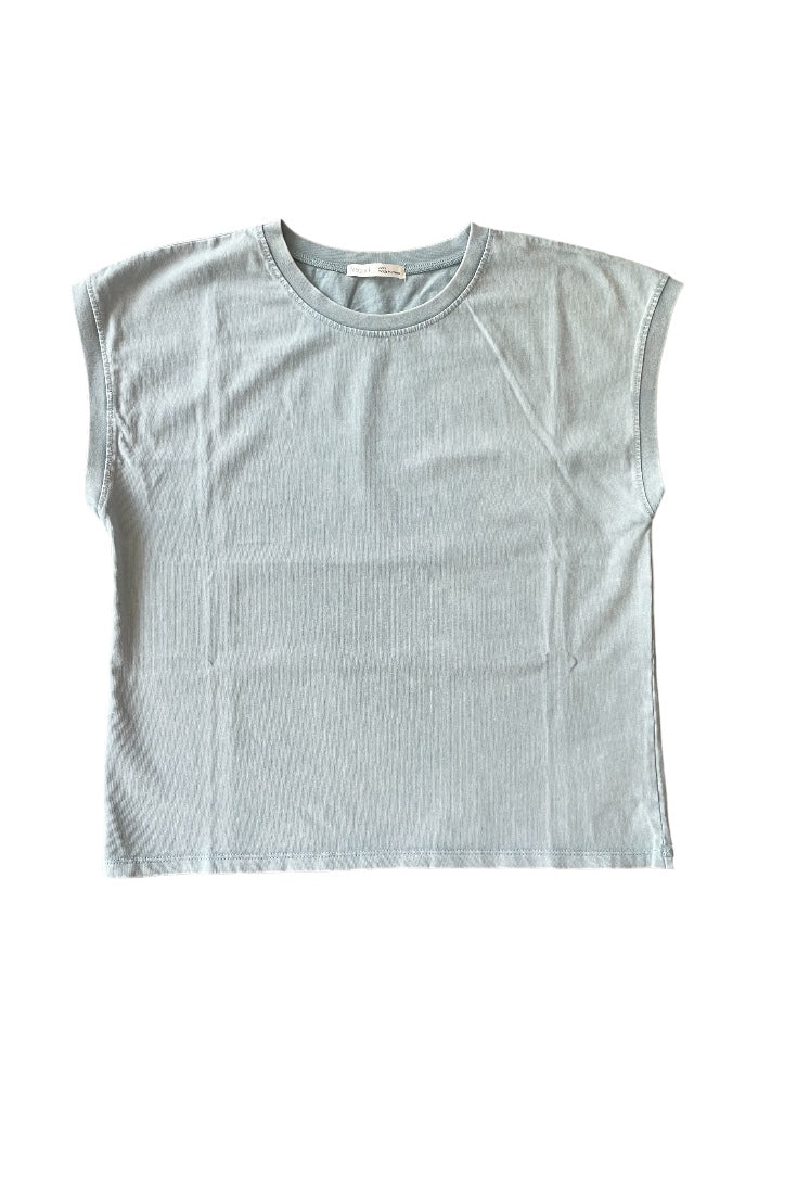 Acid Wash Capped Sleeve Tee by Be Cool