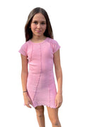 Candy Pink Ribbed Dress by Paper Flower