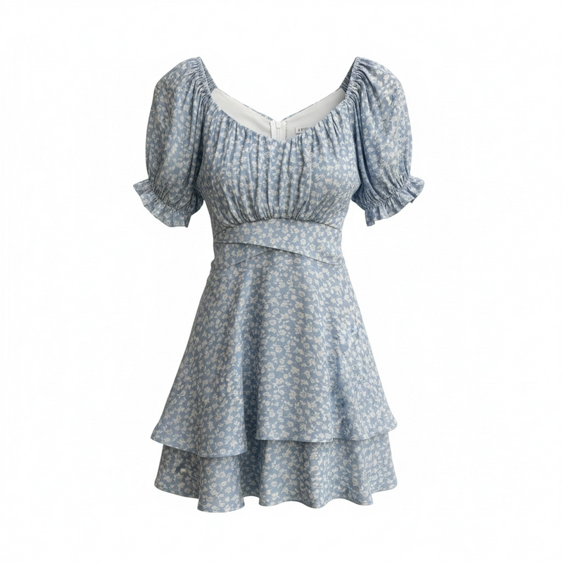 Girls Delilah Dress in Blue Floral by Katie J