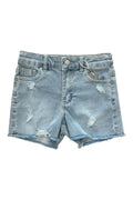 Tractr Girls Brittany 5 Pocket Fray Shorts in Light Indigo