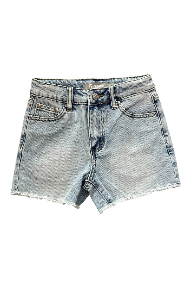 Tractr Girls Light Indigo Weekender Frey Hem Short