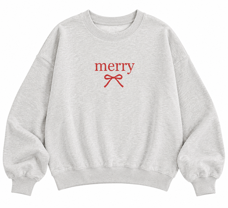 Merry Bow Holiday Crew Neck Sweatshirt