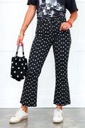Just Black High Rise Polka Dot Cropped Flare Jean