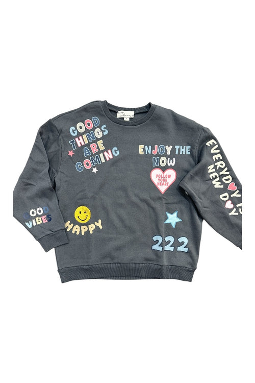 Good Vibes Patched Crewneck By Vintage Havana