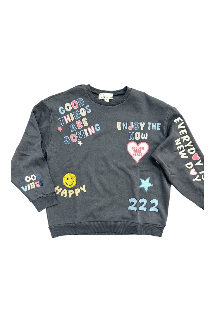 Good Vibes Patched Crewneck By Vintage Havana