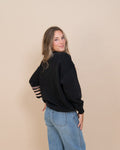 Stripe Burnout Crewneck in Black by Vintage Havana