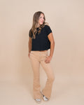 High Rise Corduroy Flare in Tan by Tractr