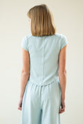 Selena Rib Exposed Cap Sleeve Tee by TENLY