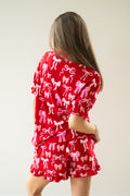 Valentine's Bow Print 2pcs Shorts Pajama Set