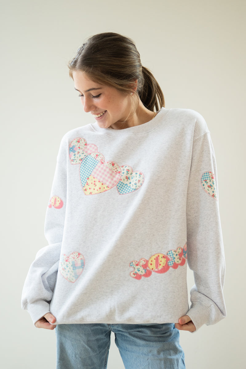 Cozy Heart Patchwork Sweatshirt