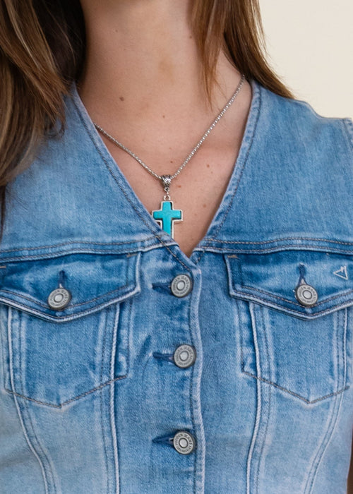 Turquoise Cross Pendant Necklace