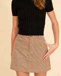 Jodie High Waisted Houndstooth Pattern Mini Skirt