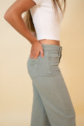 Logan High Waist Dad Jean in Sage