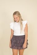 Hannah Ribbed Top with Ruffle Detail